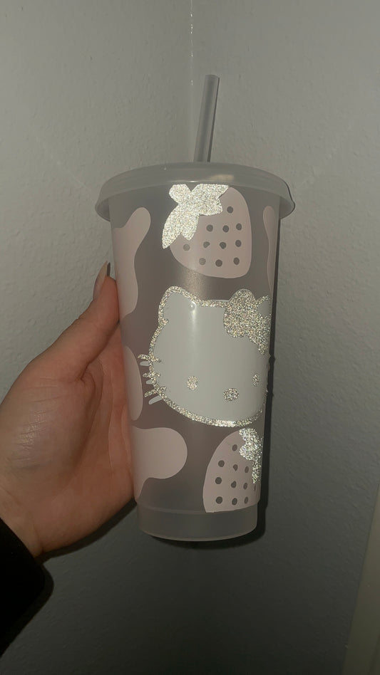 Hello kitty cow print cup